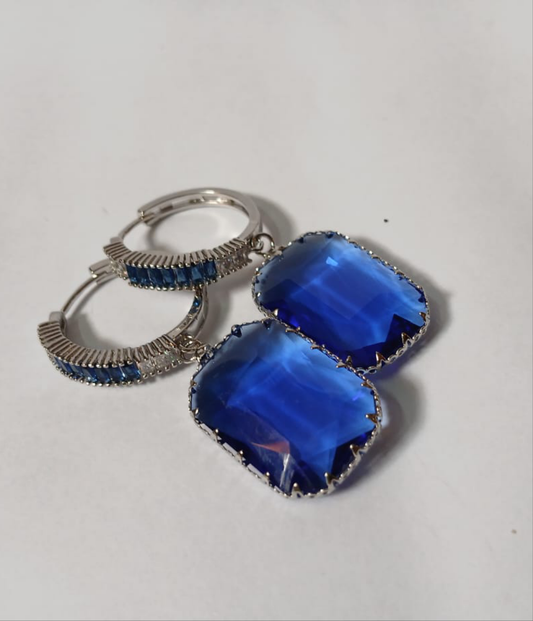 Zircon Blue Stone Drop Earrings