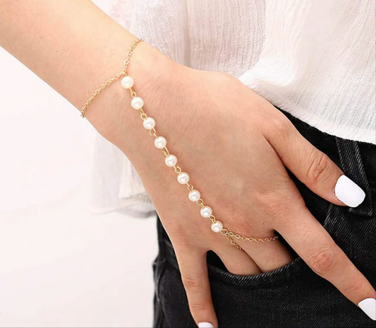 Pearl Ring Finger Bracelet