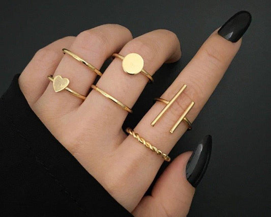 Alloy Trendy gold Metal Rings Set