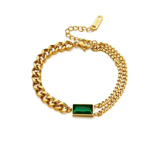 Twin Chain Emerald Bracelet