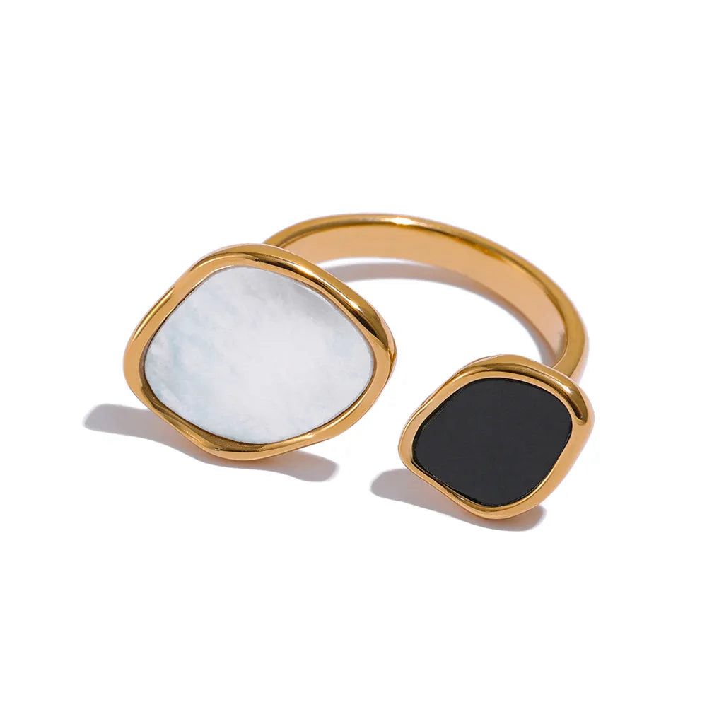 Stainless Steel Acrylic Shell Adjustable Ring for Women