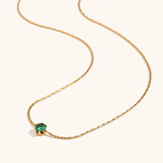 Dainty Solitaire Zircone Pendant Necklace | Stainless Steel