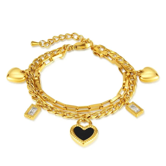 Heart Charm Bracelet for Women | Stainless Steel Waterproof Jewelry
