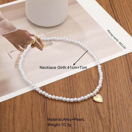 Pearls Heart Charm Necklace for Women | Fashion Jewelry