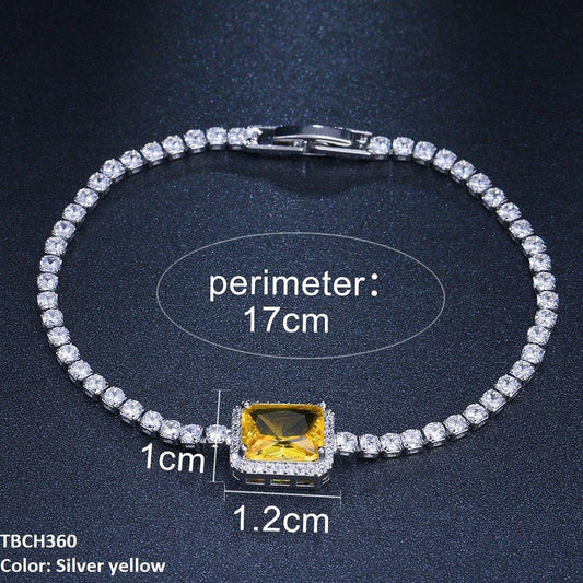 Zircon Link Rectangle Bracelet for Women | Silver & Gold Plated