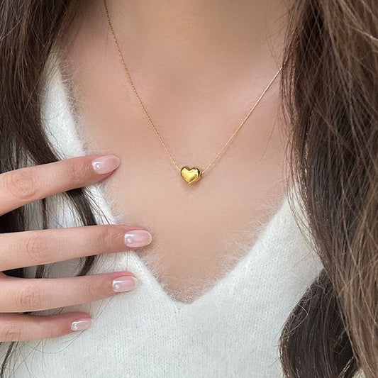 Stainless Steel Heart Pendant Necklace for Women – Adjustable Chain, Casual & Party Jewelry