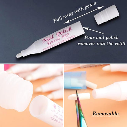 Nail Polish Remover Pen/Corrector (Refillable) with 3 Extra Tips