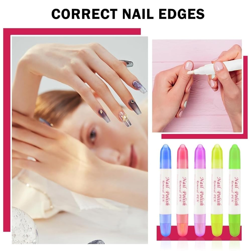 Nail Polish Remover Pen/Corrector (Refillable) with 3 Extra Tips