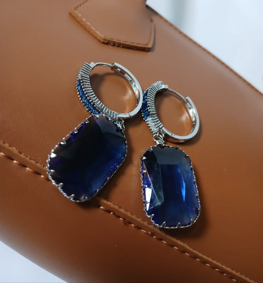 Zircon Blue Stone Drop Earrings