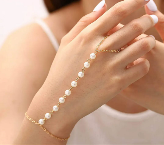 Pearl Ring Finger Bracelet