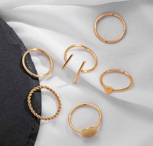 Alloy Trendy  gold Metal Rings Set