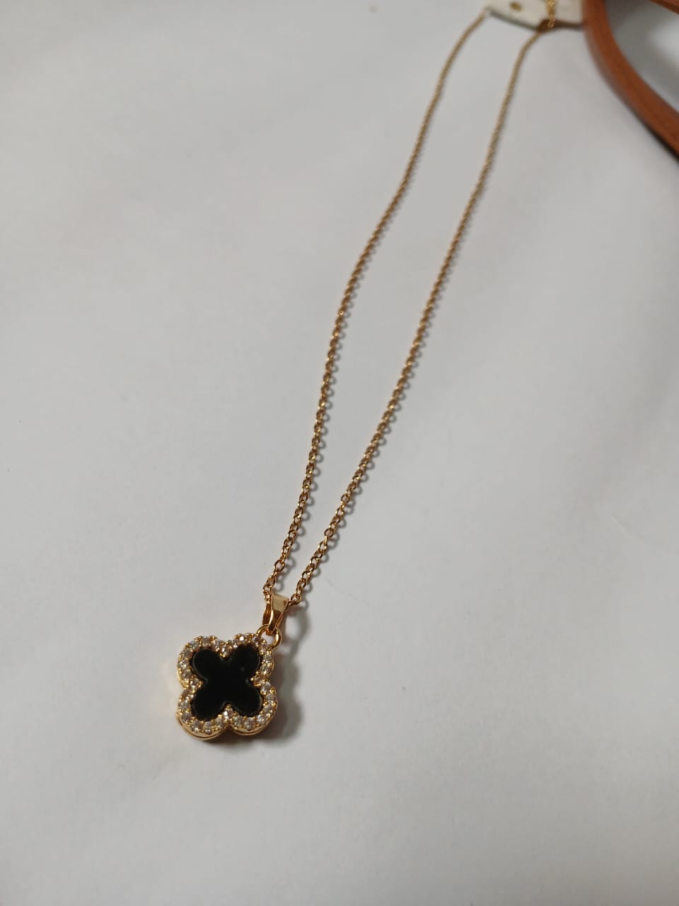 Double Sided Clover Pendant Black and White