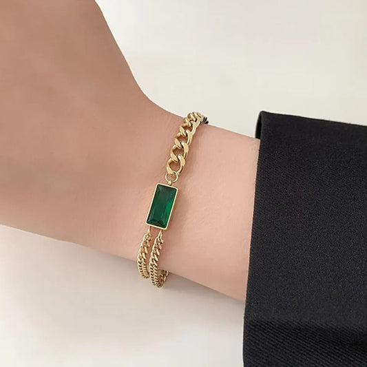 Twin Chain Emerald Bracelet