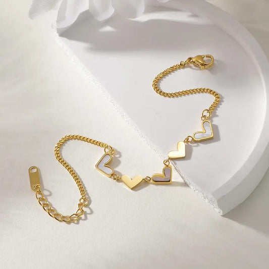 Enamel Heart Charm Bracelet