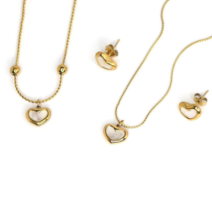 Luxe Heart Aura Jewelry Set – 18K Gold Plated Stainless Steel Necklace, Earrings & Bracelet Set