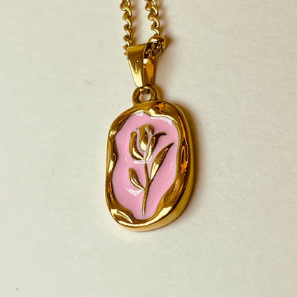 Rose Flower Pendant Necklace