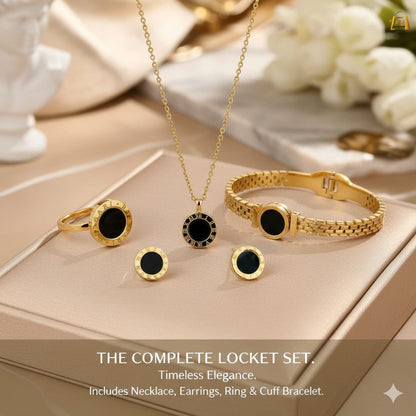 Stainless Steel Black Romania 4-Piece Jewellery Set