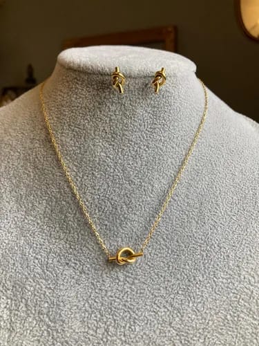 Stainless Steel Knotted Pedant Bracelet Set