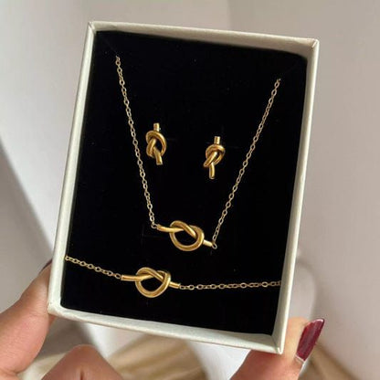 Stainless Steel Knotted Pedant Bracelet Set