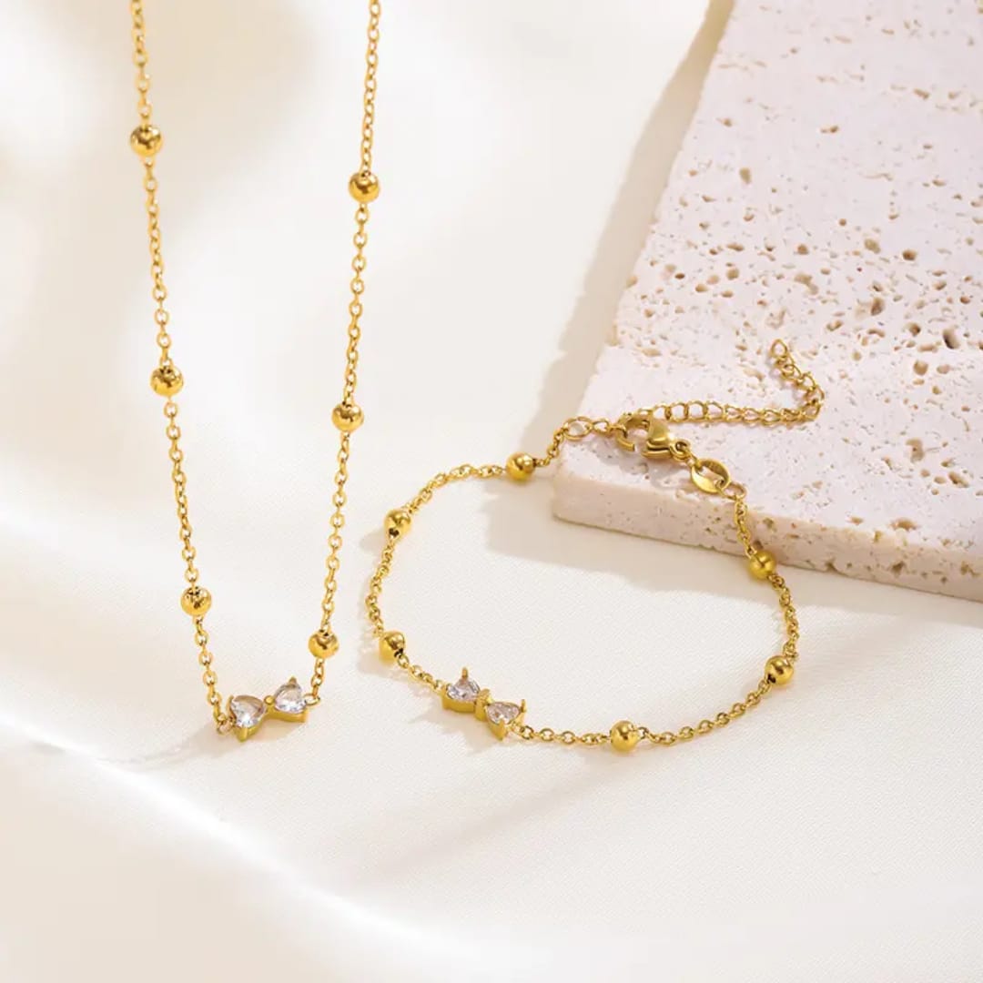 SERAPHIC BOW CHARM DUO – NECKLACE BRACELET  COMBO