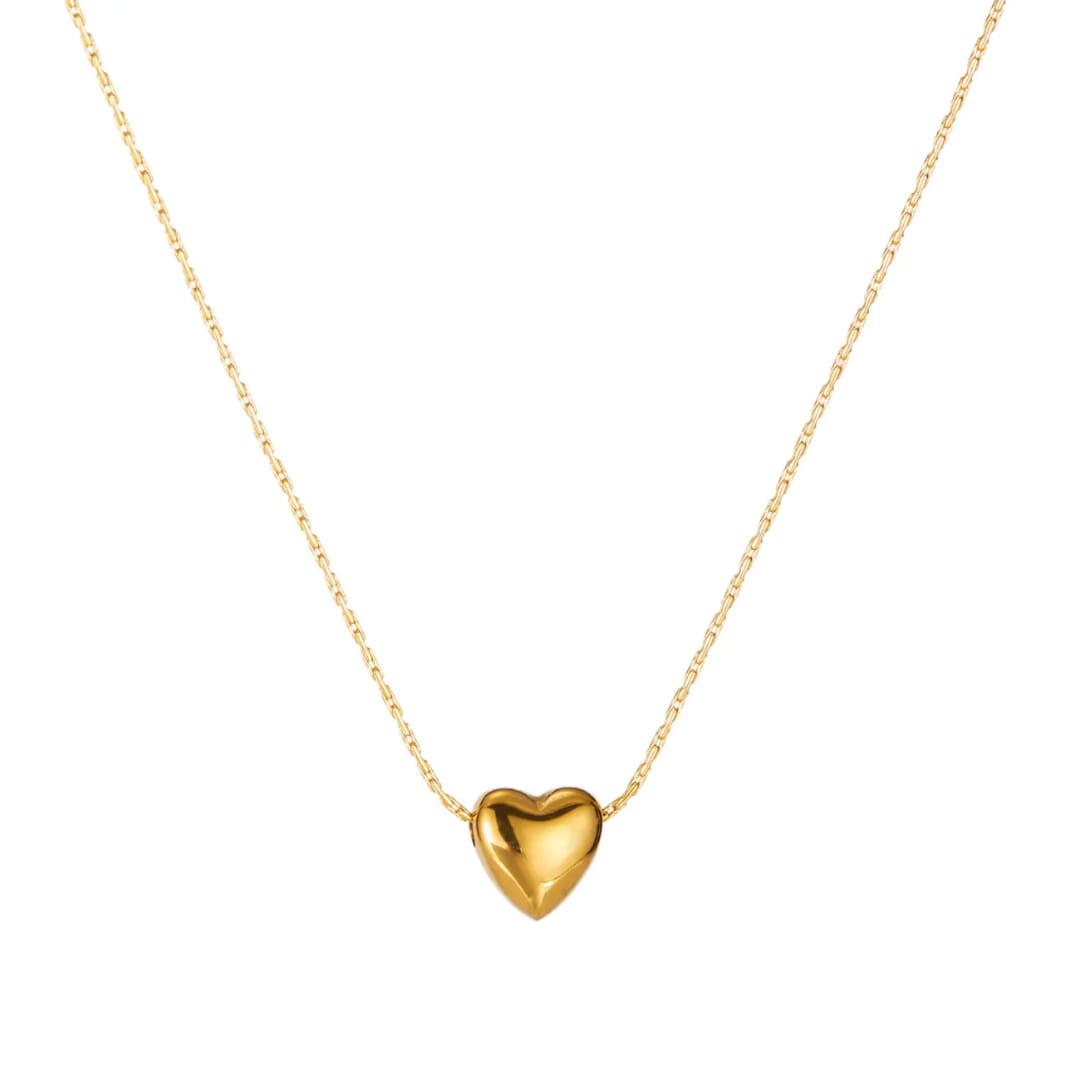 Stainless Steel Heart Pendant Necklace for Women – Adjustable Chain, Casual & Party Jewelry