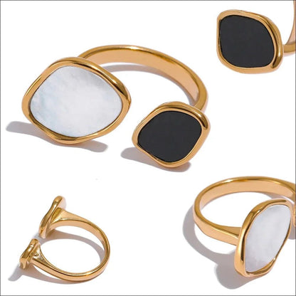 Stainless Steel Acrylic Shell Adjustable Ring for Women