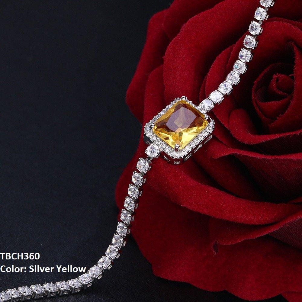 Zircon Link Rectangle Bracelet for Women | Silver & Gold Plated