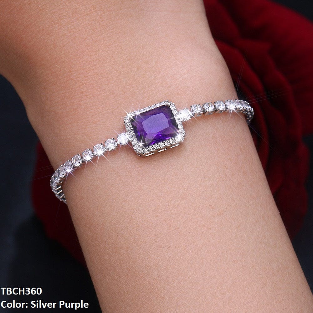 Zircon Link Rectangle Bracelet for Women | Silver & Gold Plated