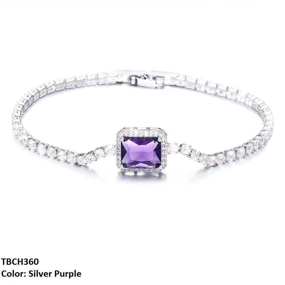 Zircon Link Rectangle Bracelet for Women | Silver & Gold Plated