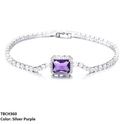 Zircon Link Rectangle Bracelet for Women | Silver & Gold Plated