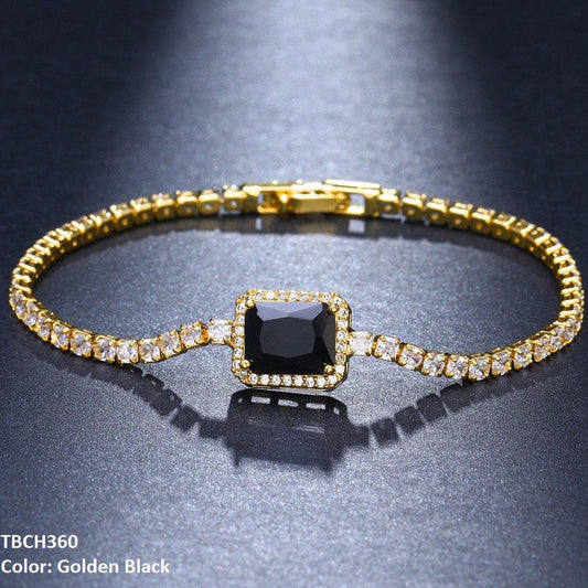 Zircon Link Rectangle Bracelet for Women | Silver & Gold Plated