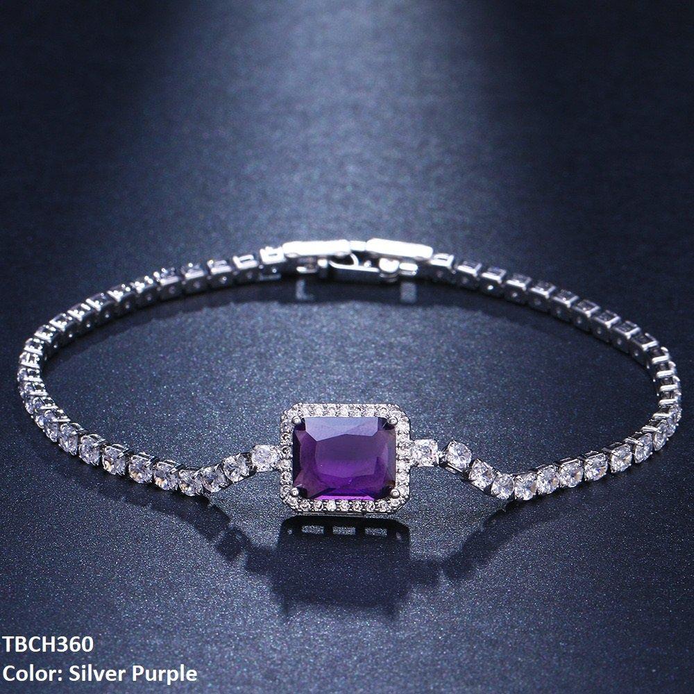 Zircon Link Rectangle Bracelet for Women | Silver & Gold Plated