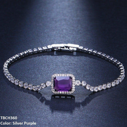 Zircon Link Rectangle Bracelet for Women | Silver & Gold Plated