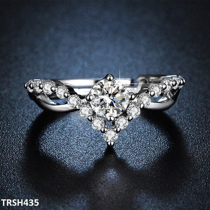 Crown Shape Zircon Adjustable Ring for Women | Silver Plated Ring