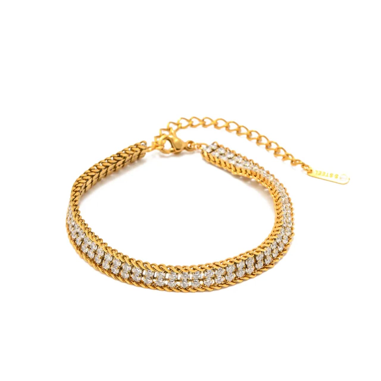 Zircon Studded Chain Bracelet for Women | Stainless Steel