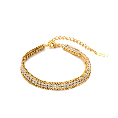 Zircon Studded Chain Bracelet for Women | Stainless Steel