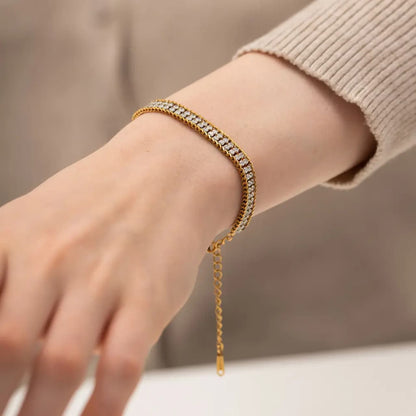Zircon Studded Chain Bracelet for Women | Stainless Steel