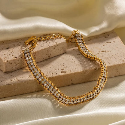 Zircon Studded Chain Bracelet for Women | Stainless Steel