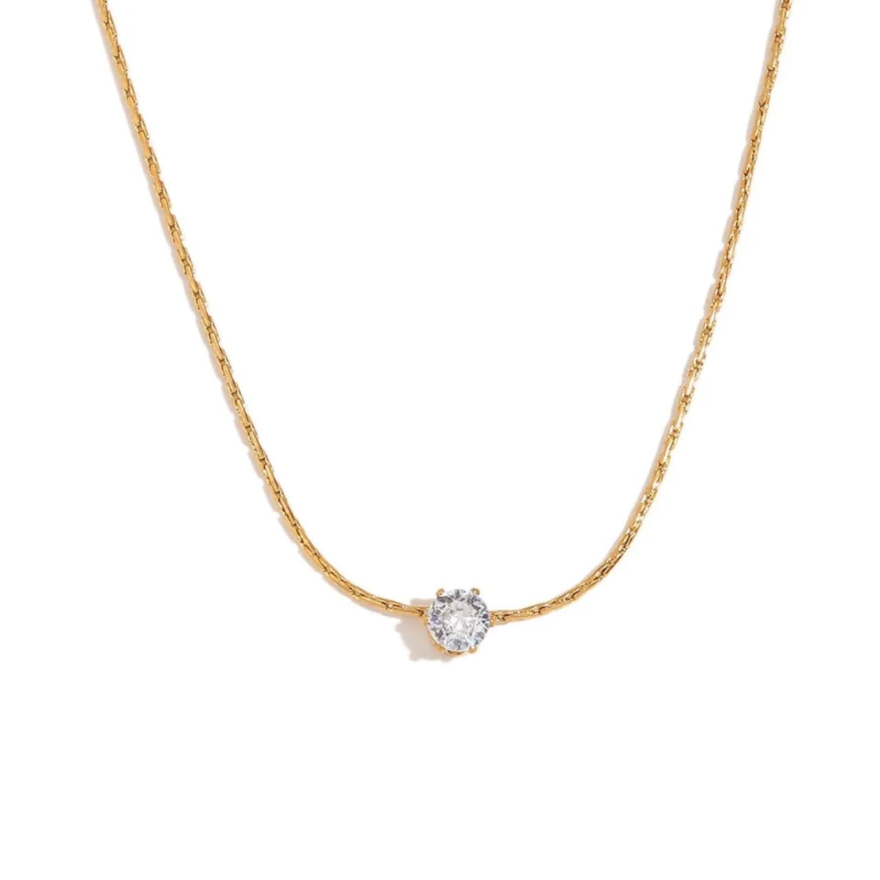 Dainty Solitaire Zircone Pendant Necklace | Stainless Steel