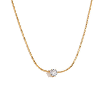 Dainty Solitaire Zircone Pendant Necklace | Stainless Steel