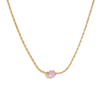 Dainty Solitaire Zircone Pendant Necklace | Stainless Steel