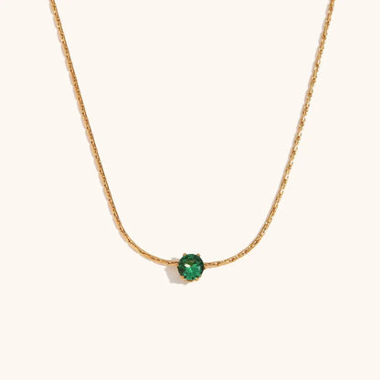 Dainty Solitaire Zircone Pendant Necklace | Stainless Steel