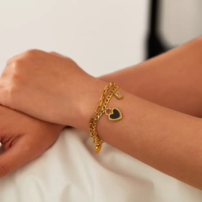 Heart Charm Bracelet for Women | Stainless Steel Waterproof Jewelry