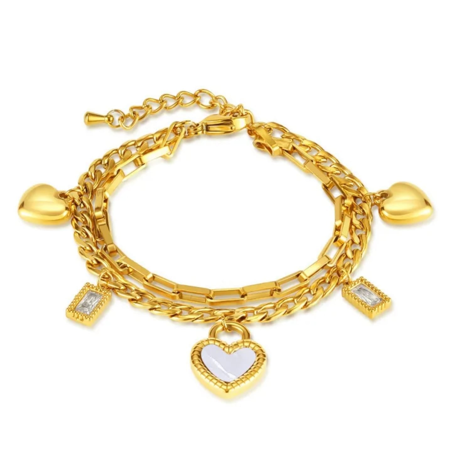 Heart Charm Bracelet for Women | Stainless Steel Waterproof Jewelry