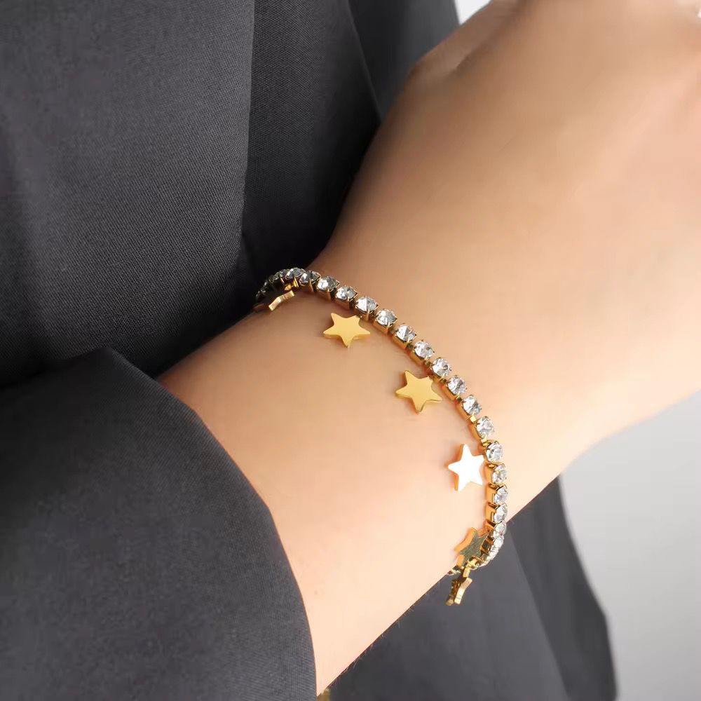 Luxury Zircon Star Charm Bracelet for Women | Stainless Steel