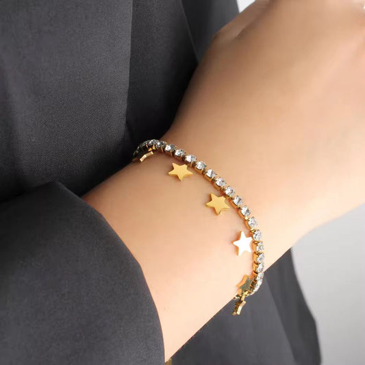 Luxury Zircon Star Charm Bracelet for Women | Stainless Steel