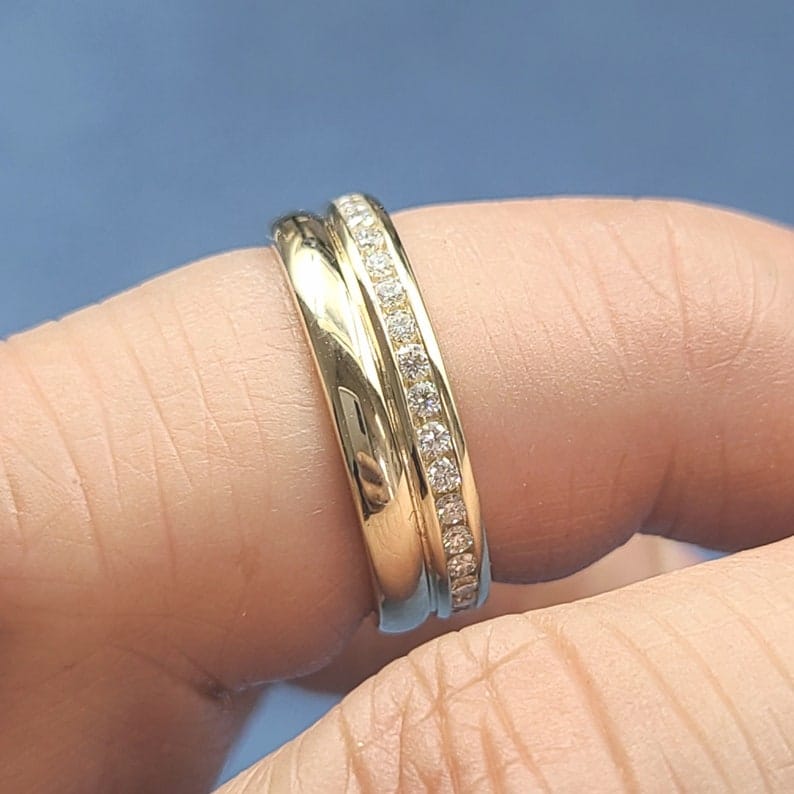 Zircon Studded Dual Ring for Women | Stainless Steel