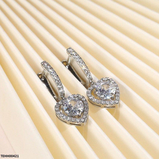 Heart Drop Silver Hoop Earrings for Women – Casual & Party Wear Round Hoops