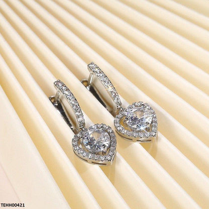 Heart Drop Silver Hoop Earrings for Women – Casual & Party Wear Round Hoops