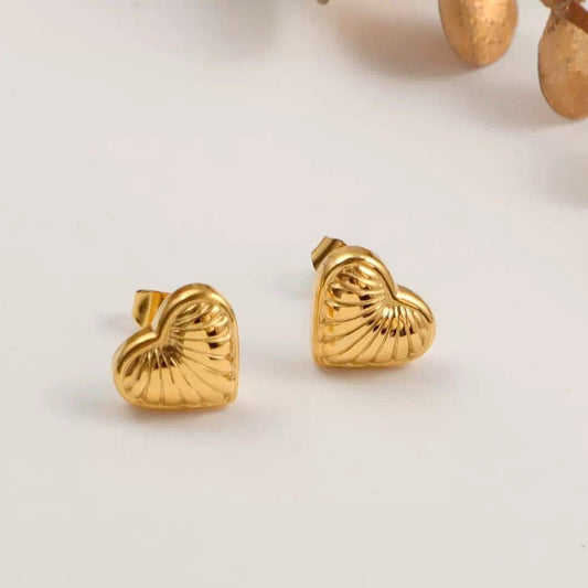Heart Stud Tops Earrings for Women – Golden Plated, Lightweight & Elegant